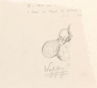 Cropped letter from William Orpen to Mrs St George with a sketch of a medal