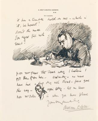 Illustrated letter from William Orpen to Mrs St George with a sketch of the artist with mumps