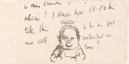 Cropped letter from William Orpen to Mrs St George with a sketch of a child