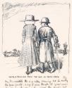 Cropped letter from William Orpen to Mrs St George with a sketch of the artist and a woman walking