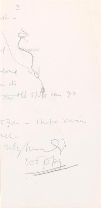 Cropped letter from William Orpen to Mrs St George with a sketch of the artist's neck