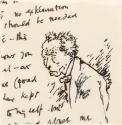 Cropped letter from William Orpen to Mrs St George with a sketch of the artist