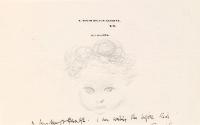 Cropped letter from William Orpen to Mrs St George with a sketch of a baby's face