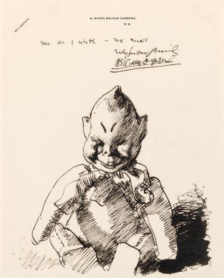Illustrated letter from William Orpen to Mrs St George with a sketch of a child's toy