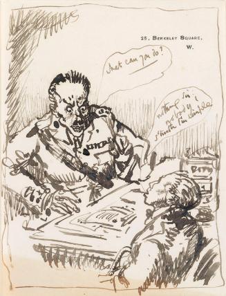 Illustrated letter from William Orpen to Mrs St George with a sketch of the artist and an officer