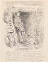 Illustrated letter from William Orpen to Mrs St George with a sketch of a soldier in a trench