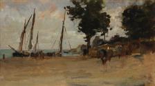 A Shore Scene, Furled Sails