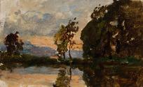 Trees by the Water, Sunset