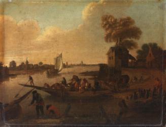 A Canal Scene with Figures