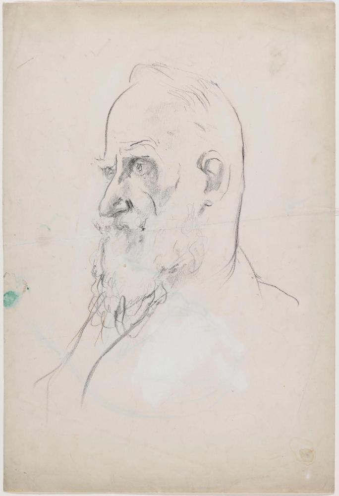 George Bernard Shaw (1856-1950),  Author and Dramatist; Unfinished Male Study (on verso)
