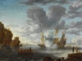 A Seaport with a Vessel Firing a Salute