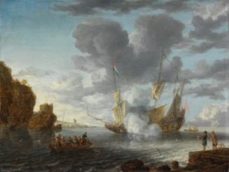 A Seaport with a Vessel Firing a Salute