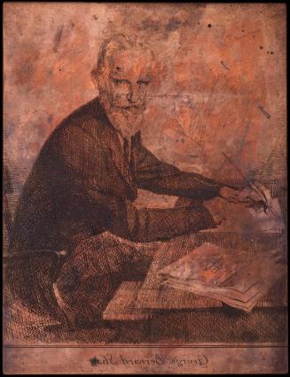 Portrait of George Bernard Shaw Writing at a Desk