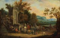 A Landscape with Hunting Party and Fountain