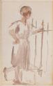A Woman Leaning against Railings