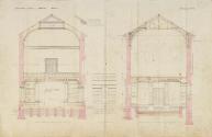 Transverse Sections through the Library/Picture Gallery (left) and Sculpture Hall/Picture Gallery (right) of the Proposed National Gallery of Ireland