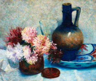 A Pitcher and a Bouquet of Dahlias