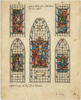 Saint Columba with the White Horse that Foretold his Death, The Crucifixion, Saint Columba Arriving at Tory Island, Saint Colmcille's Church, Tory Island, County Donegal